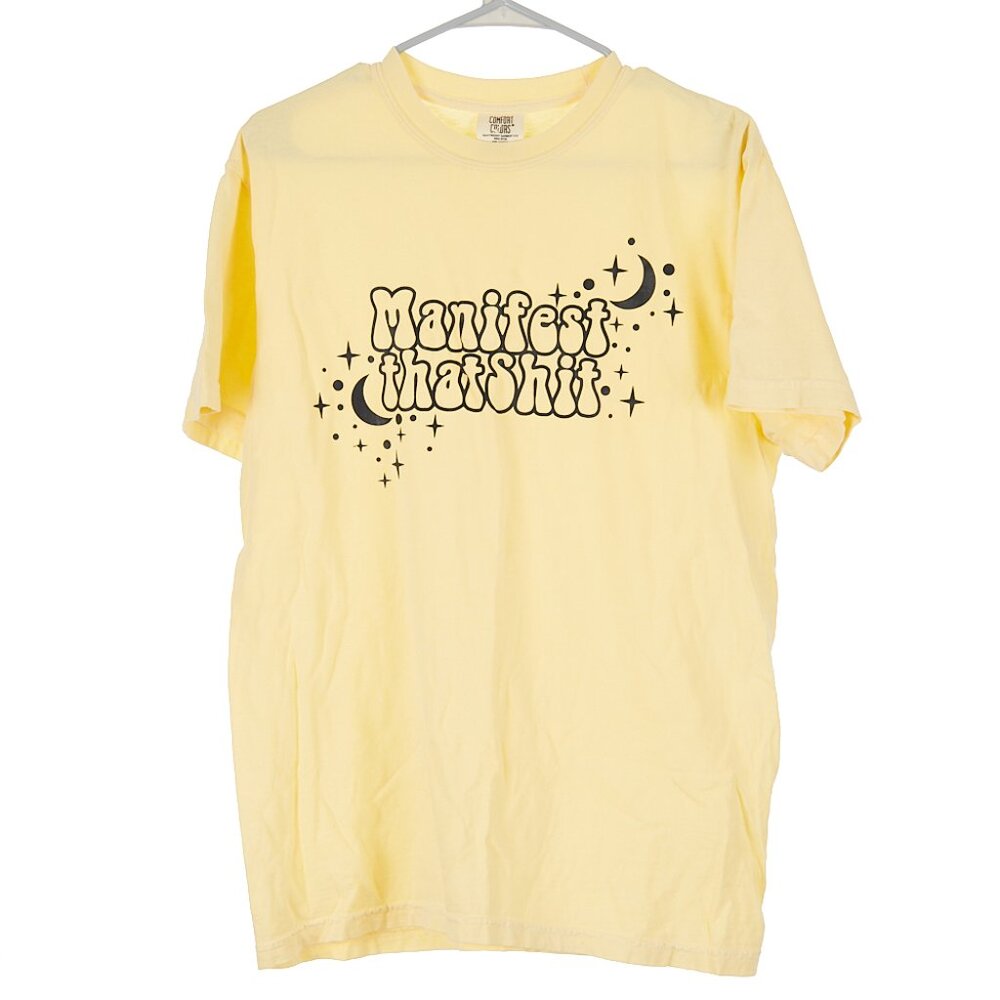 Comfort Colors Manifest That Sh*t Yellow Graphic Tee Women's Medium
